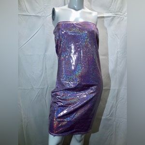 Coquetry Clothing purple holographic tube dress